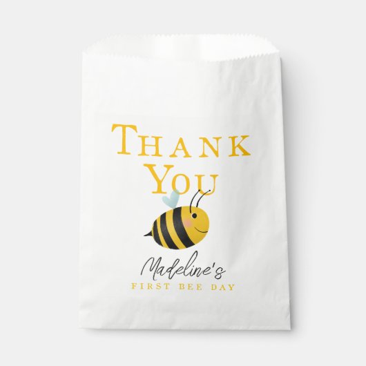 Sachets En Papier Filles mignonnes premier jour d'abeilles 1er anniv (Devant)