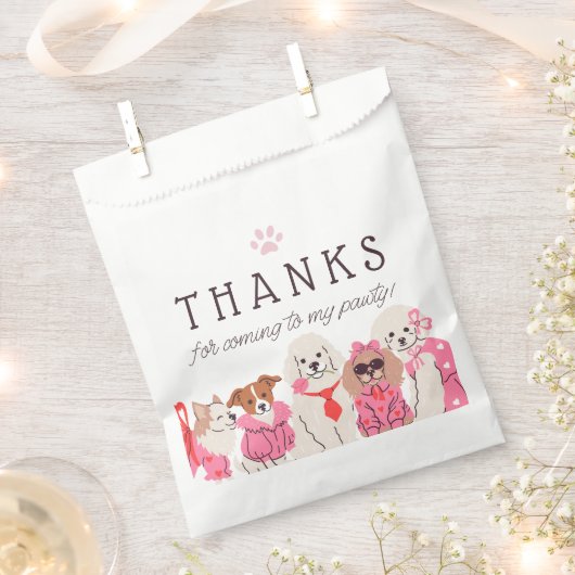 Sachets En Papier Filles rose chiot pawty anniversaire (Coupé)
