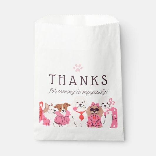 Sachets En Papier Filles rose chiot pawty anniversaire (Devant)