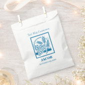 Sachets En Papier Fils, Première Communion, Blé, Raisins Bleu (Coupé)