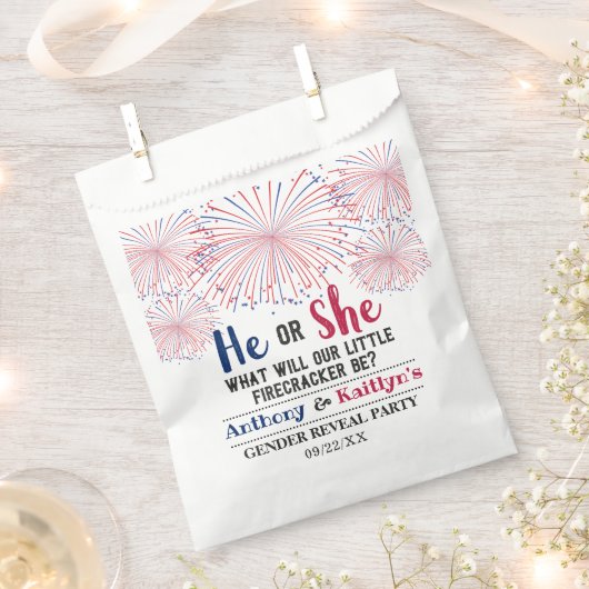 Sachets En Papier Firecracker 4 juillet Parti de révélation de genre (Coupé)