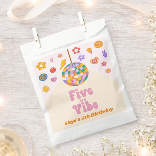 Sachets En Papier Five Is A Vibe Disco Ball 5e fête d'anniversaire (Coupé)