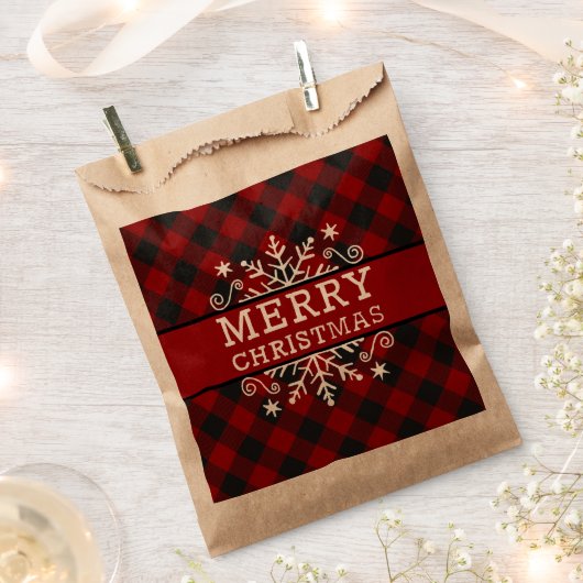 Sachets En Papier Flacon de neige Plaid Joyeux Noël (Coupé)