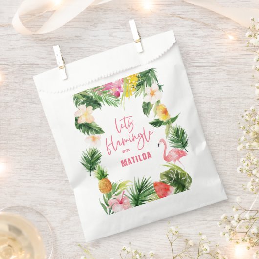 Sachets En Papier flamant jaune rose fleuri tropical élégant (Coupé)