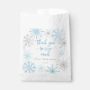 Sachets En Papier Flèches de neige en argent bleu Merci beaucoup de