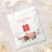 Sachets En Papier Fleur aquarelle double bonheur mariage chinois (Coupé)