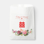 Sachets En Papier Fleur aquarelle double bonheur mariage chinois (Devant)