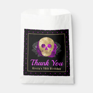 Sachets En Papier Fleur de crâne en or à pois fête d'Halloween d'ann