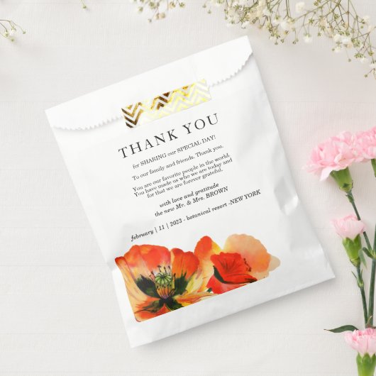 Sachets En Papier Fleur de pavot Élégant Mariage simple Merci (Scellé)
