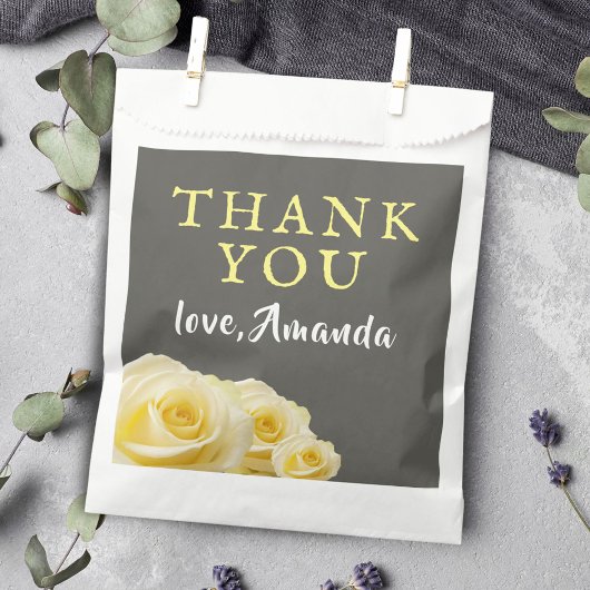 Sachets En Papier Fleur de rose jaune 80e anniversaire