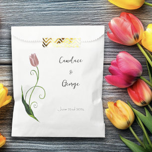 Sachets En Papier Fleur de tulipe rose