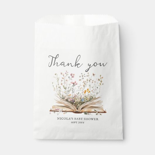 Sachets En Papier Fleur sauvage | Baby shower à thème du livre (Devant)