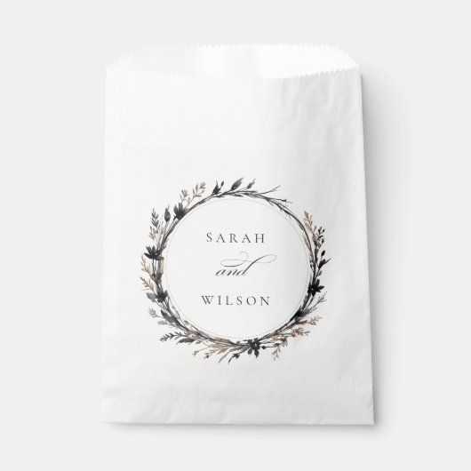 Sachets En Papier Fleur sauvage Boho Black Brown Automne Mariage (Devant)
