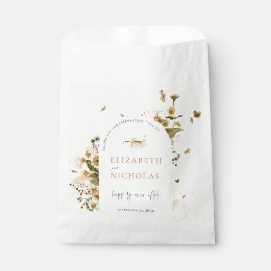 Sachets En Papier Fleur sauvage d'automne Boho | Mariage botanique (Devant)