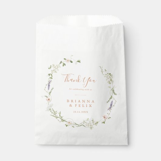 Sachets En Papier Fleur sauvage de jardin d'automne Mariage Merci (Devant)