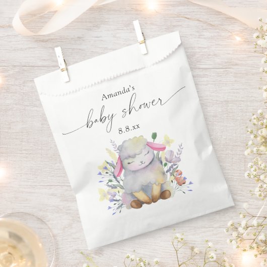 Sachets En Papier Fleur sauvage et agneau - Baby shower (Coupé)