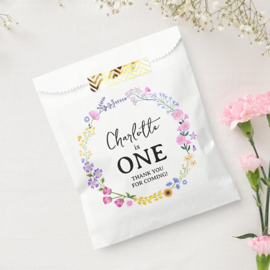 Sachets En Papier Fleur sauvage fille premier anniversaire Merci (Scellé)