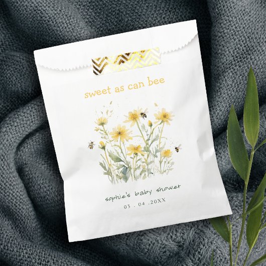 Sachets En Papier Fleur sauvage Jaune doux comme Baby shower neutre