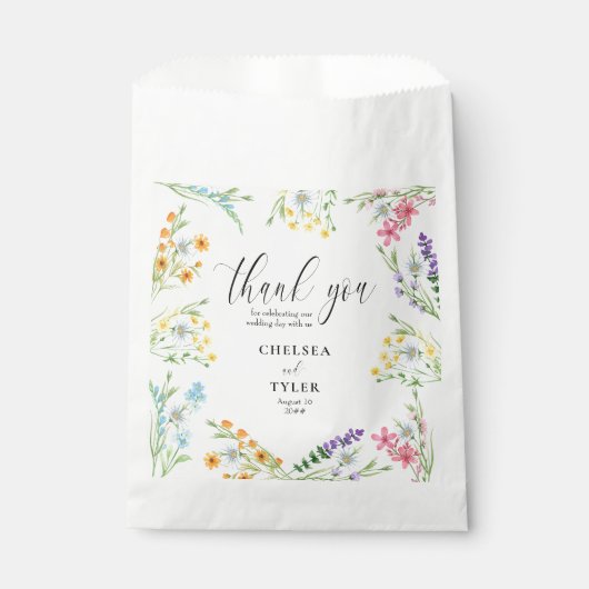 Sachets En Papier Fleur sauvage Meadow Joli Mariage Merci (Devant)