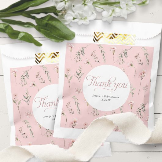 Sachets En Papier Fleur sauvage rose Sage Vert verdure Motif