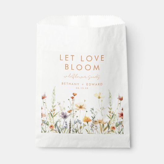 Sachets En Papier Fleur sauvage rustique graines mariage Favor sac (Devant)