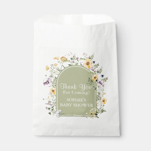 Sachets En Papier Fleur sauvage Sage Green Baby dans le Baby shower (Devant)