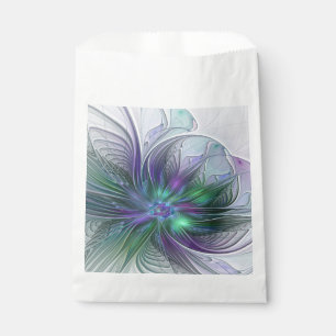Sachets En Papier Fleur vert violet Art Abstrait moderne Fractal