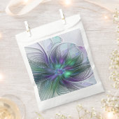 Sachets En Papier Fleur verte abstraite moderne fractale violette (Coupé)
