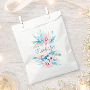 Sachets En Papier Fleurs aquarelles roses et bleues personnalisées