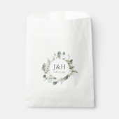 Sachets En Papier Fleurs blanches vertes et Monogramme Mariage de ve (Devant)