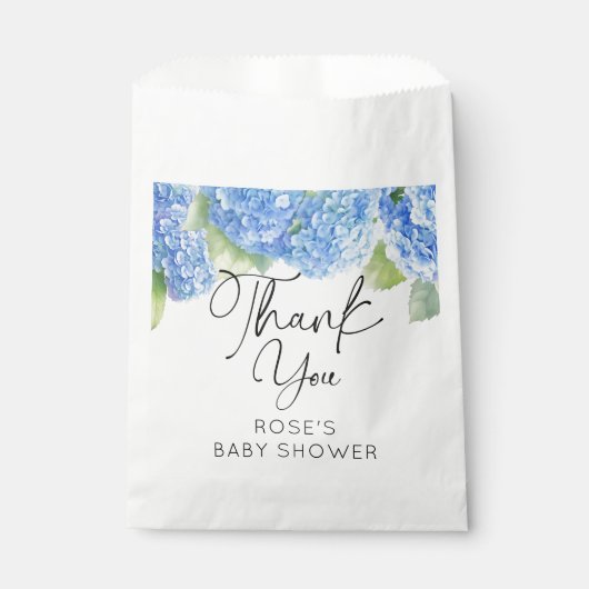 Sachets En Papier Fleurs bleues Baby shower Hydrangea (Devant)