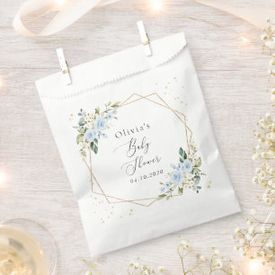 Sachets En Papier Fleurs Bleues, Fleurs Blanches, Verdure, Baby Show