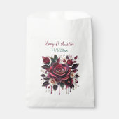 Sachets En Papier Fleurs Bourgognes, Foliage et Perles Personnalisée (Devant)