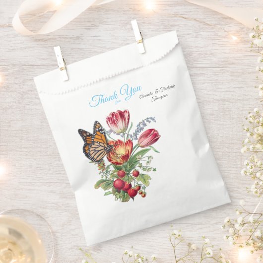 Sachets En Papier Fleurs d'aquarelle avec papillons visités (Coupé)