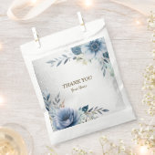 Sachets En Papier Fleurs d'Aquarelle bleu Dusty Silver Elégant (Coupé)