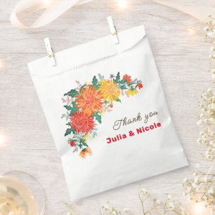 Sachets En Papier Fleurs de dahlia de printemps jaune orange pastel 