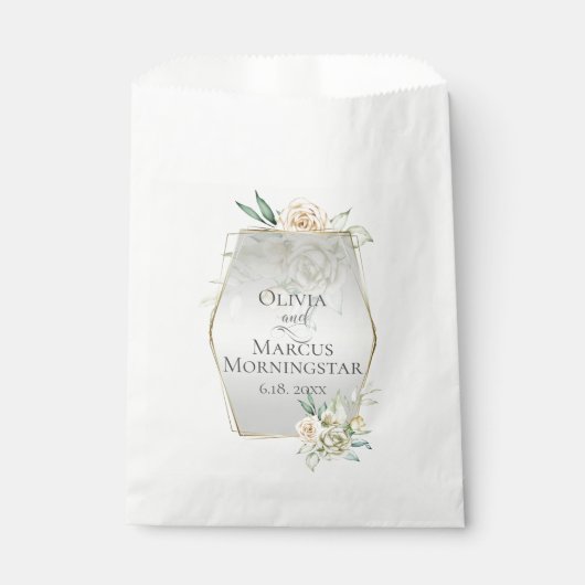 Sachets En Papier Fleurs de mariage Roses d'aquarelle jaune pâle (Devant)