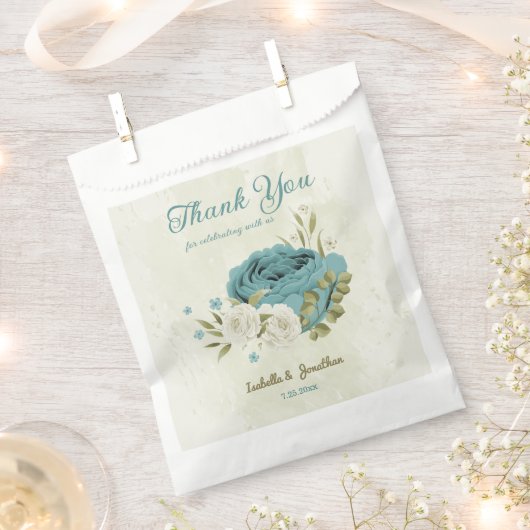 Sachets En Papier fleurs de mariage verdure blanc bleu (Coupé)
