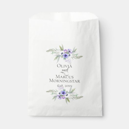 Sachets En Papier Fleurs de mariage Violet Anemones (Devant)