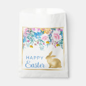 Sachets En Papier Fleurs de printemps Boho et lapins d'or Joyeux Pâq (Devant)