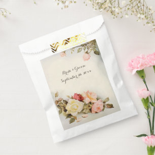 Sachets En Papier Fleurs de rose de jardin antiques de mariage vinta