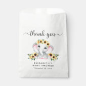 Sachets En Papier Fleurs de soleil éléphant Baby Girl Douche Merci (Devant)