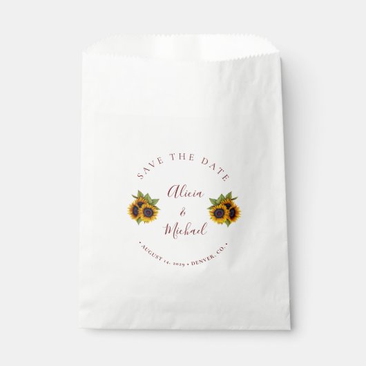 Sachets En Papier Fleurs de soleil modernes rustiques simple mariage (Devant)