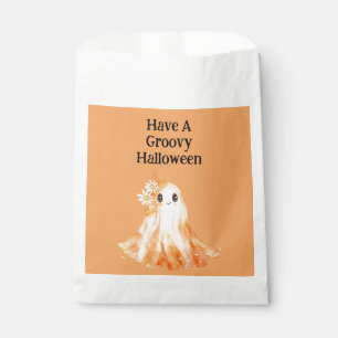 Sachets En Papier Fleurs fantômes orange groovy Halloween