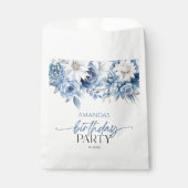 Sachets En Papier Fleurs florales bleu Dusty Fête d'anniversaire (Devant)