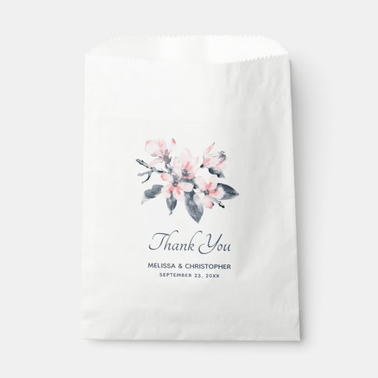 Sachets En Papier Fleurs rose et gris Mariage Aquarelle classique (Devant)
