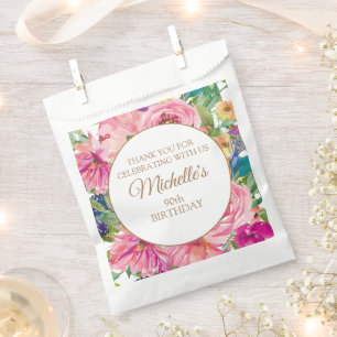 Sachets En Papier Fleurs roses jaunes 90e anniversaire