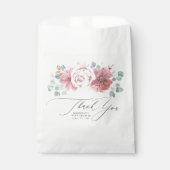 Sachets En Papier Fleurs roses poussiéreuses Merci de script élégant (Devant)