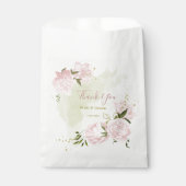 Sachets En Papier fleurs roses romantiques avec mariage feuille vert (Devant)