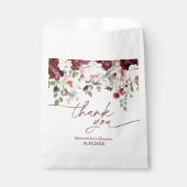 Sachets En Papier Fleurs roses teintées de bourgogne Douche Merci (Devant)